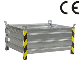 Stacking box steel fixed construction stacking box 4 sides, with CE certification Euronorm (mm):  1200 x 1000.  L: 1200, W: 1000, H: 670 (mm). Article code: 10212106V-CE