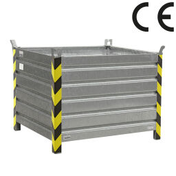 Stacking box steel fixed construction stacking box 4 sides, with CE certification Euronorm (mm):  1200 x 1000.  L: 1200, W: 1000, H: 970 (mm). Article code: 10212109V-CE