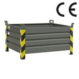 Stacking box steel fixed construction stacking box 4 sides, with CE certification Euronorm (mm):  1200 x 800.  L: 1200, W: 800, H: 670 (mm). Article code: 1021286S-CE
