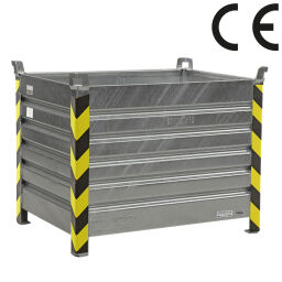 Stacking box steel fixed construction stacking box 4 sides, with CE certification Euronorm (mm):  1200 x 800.  L: 1200, W: 800, H: 970 (mm). Article code: 1021289V-CE
