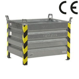 Stacking box steel fixed construction stacking box 4 sides, with CE certification Euronorm (mm):  800 x 600.  L: 800, W: 600, H: 670 (mm). Article code: 102866V-CE