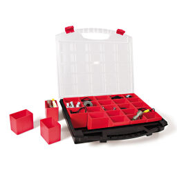 Transport case assortment case with 25 insert bins