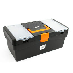 Transportkoffer Werkzeug Box mit doppelte Schnellverschluß.  L: 400, B: 217, H: 166 (mm). Artikelcode: 11-112553