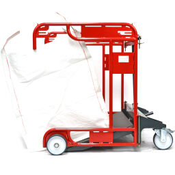 Big bag rack big-bag transport trolley suitable for big bags of 90x90x110 cm Version:  suitable for big bags of 90x90x110 cm.  L: 1300, W: 1100, H: 1400 (mm). Article code: 94-BBC-S99