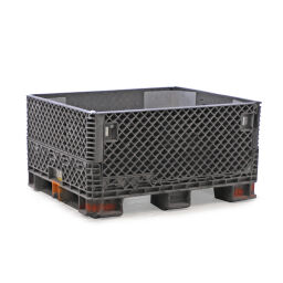Stacking box plastic large volume container fixed construction - reinforced corners used Material:  HDPE.  L: 1200, W: 1000, H: 630 (mm). Article code: 98-5081GB