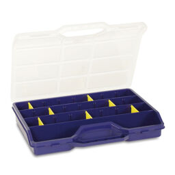 Caisse à outils mallette à séparateurs avec 5-21 compartiments.  L: 312, L: 238, H: 51 (mm). Code d’article: 11-145001