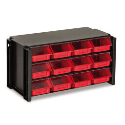 Cabinet assortment cabinet including 12 storage bins .  L: 360, W: 170, H: 190 (mm). Article code: 11-312007