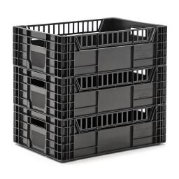 Stacking box plastic forcing box walls closed / floor perforated