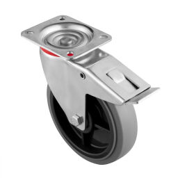 Wheel castor wheel with brake Ø 200 mm Version:  Ø 200 mm.  L: 200, W: 51, H: 235 (mm). Article code: 75.146.686.203