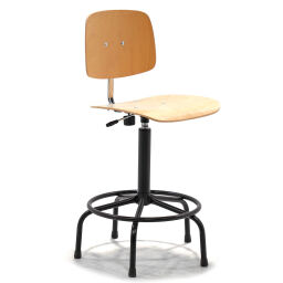 Gebruikte Werktafel werkplaatsstoel in hoogte verstelbaar.  L: 540, B: 540, H: 640 (mm). Artikelcode: 77-A015728