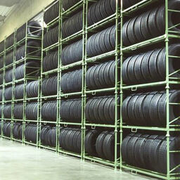 Tyre storage stackable and foldable vertical load Loading capacity (kg):  1000.  L: 2265, W: 1000, H: 1205 (mm). Article code: 99-2397