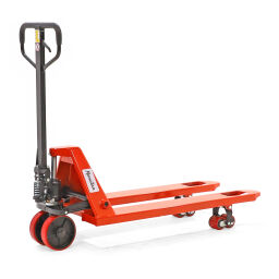 Pallet truck standard fork length 1150 mm lifting height 85-200 mm.  L: 1550, W: 540, H: 1240 (mm). Article code: 77-A107122-NW