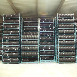 Tyre storage stackable and foldable vertical load used Loading capacity (kg):  300.  L: 2350, W: 1070, H: 790 (mm). Article code: 98-3947GB