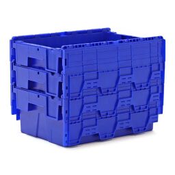 Stacking box plastic pallet tender provided with lid consisting of two parts