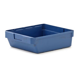 Storage bin plastic with label holder nestable Type:  with label holder.  L: 295, W: 245, H: 90 (mm). Article code: 98-5373GB