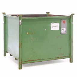 Stacking box steel fixed construction stacking box 4 sides used.  L: 1250, W: 1250, H: 1080 (mm). Article code: 98-5467GB