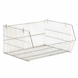 Wire basket with grip opening stackable used.  L: 635, W: 540, H: 355 (mm). Article code: 98-5493GB