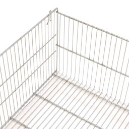 Wire basket with grip opening stackable used.  L: 635, W: 540, H: 355 (mm). Article code: 98-5493GB