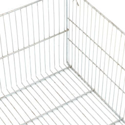 Wire basket with grip opening stackable used.  L: 480, W: 540, H: 350 (mm). Article code: 98-5501GB