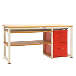 Gebruikte Werktafel werkbank in hoogte verstelbaar.  B: 1650, D: 720, H: 880 (mm). Artikelcode: 98-5528GB