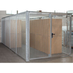 Gas cylinder storage with mesh roof with door