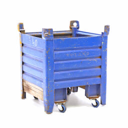 Stacking box steel fixed construction stacking box on wheels used.  L: 745, W: 745, H: 840 (mm). Article code: 98-5709GB
