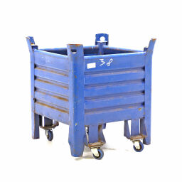 Stacking box steel fixed construction stacking box on wheels used.  L: 745, W: 745, H: 840 (mm). Article code: 98-5710GB