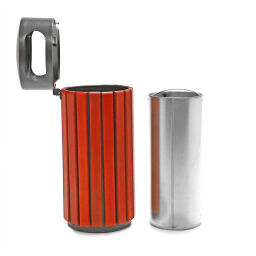 Outdoor waste bins Waste and cleaning steel waste pin with galvanized inner tray used Article arrangement:  Used.  L: 450, W: 420, H: 970 (mm). Article code: 77-A787177