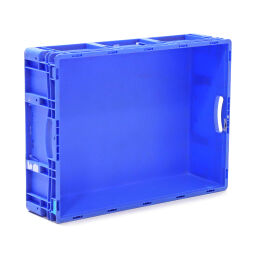 Stacking box plastic stackable all walls closed + open handles used Material:  polypropylene.  L: 800, W: 600, H: 200 (mm). Article code: 98-5853GB