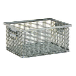 Wire basket with handles stackable.  L: 400, W: 300, H: 200 (mm). Article code: 99-8854