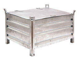 Stapelboxen Stahl feste Konstruktion Stapelbehälter Facheinteilung + inkl. Deckel Spezialanfertigung.  L: 1240, B: 840, H: 670 (mm). Artikelcode: 99-2951