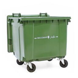 Afvalcontainer Afval en reiniging geschikt voor kam-opname met scharnierend deksel.  L: 1370, B: 1050, H: 1340 (mm). Artikelcode: 36-1100-N-N-02