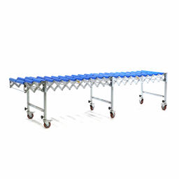 Roller conveyor with plastic rollers 1200 to 3400 mm used.  L: 1250, W: 700, H: 700 (mm). Article code: 98-5879GB