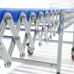 Roller conveyor with plastic rollers 2600 to 7400 mm used.  L: 3950, W: 700, H: 700 (mm). Article code: 98-5883GB