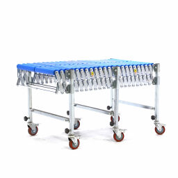 Roller conveyor with plastic rollers 1200 to 3400 mm used.  L: 1240, W: 700, H: 700 (mm). Article code: 98-5881GB