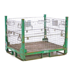 Mesh stillages fixed construction stackable 2 short side folding down