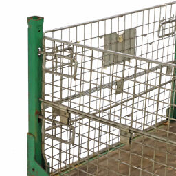 Mesh stillages fixed construction stackable 2 short side folding down