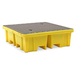 Plastic trays Retention Basin Retention Basin for 1-4 200 l drums used.  L: 1220, W: 1220, H: 390 (mm). Article code: 37-0004GB