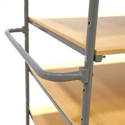 shelved trollyes Warehouse trolley shelved trolley with 5 shelves used.  L: 1300, W: 790, H: 1760 (mm). Article code: 77-A150577