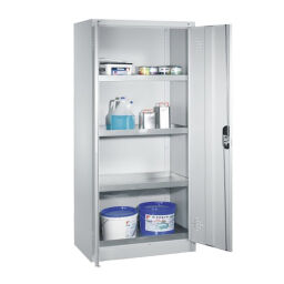 Armoire de sûreté avec 2 porte coulissante avec perforation d’aération et 4 bacs de rétention