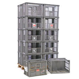 Stacking box plastic pallet tender walls perforated / floor closed Used