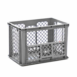Stacking box plastic stackable walls perforated / floor closed used Material:  plastic.  L: 600, W: 400, H: 410 (mm). Article code: 98-6093GB