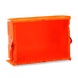 Stacking box plastic pallet tender provided with lid consisting of two parts Material:  plastic.  L: 600, W: 400, H: 265 (mm). Article code: 98-6107GB-PAL