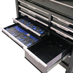 Sicherheitsbox Werkstattwagen mit 12 Schubladen .  L: 1050, B: 480, H: 870 (mm). Artikelcode: 98-6114GB