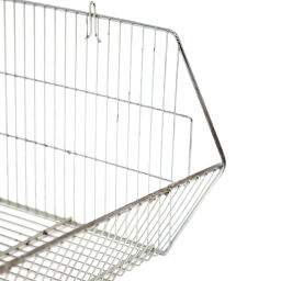 Wire basket with grip opening stackable used.  L: 970, W: 595, H: 340 (mm). Article code: 98-6117GB