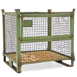 Mesh Stillages fixed construction stackable 1 flap at 1 long side used.  L: 1240, W: 1035, H: 1175 (mm). Article code: 98-6118GB