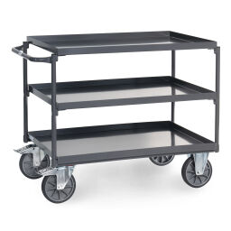 ESD trolleys Warehouse trolley Fetra ESD trolley with 3 shelves.  L: 1171, W: 700, H: 910 (mm). Article code: 859832