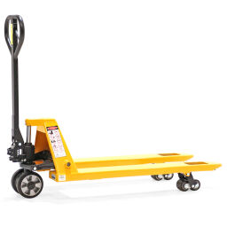 Pallet truck standard fork length 1150 mm, with rubber wheels  lifting height 80-200 mm.  L: 1540, W: 550, H: 1220 (mm). Article code: 99-1542-RW-01