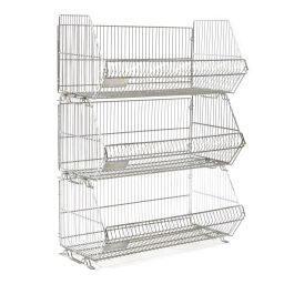 Wire basket stackable with grip opening.  L: 960, W: 500, H: 480 (mm). Article code: 99-252GB