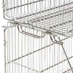Wire basket stackable with grip opening